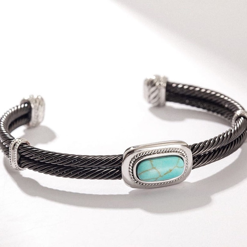 Black Stainless Steel turquoise Bracelet